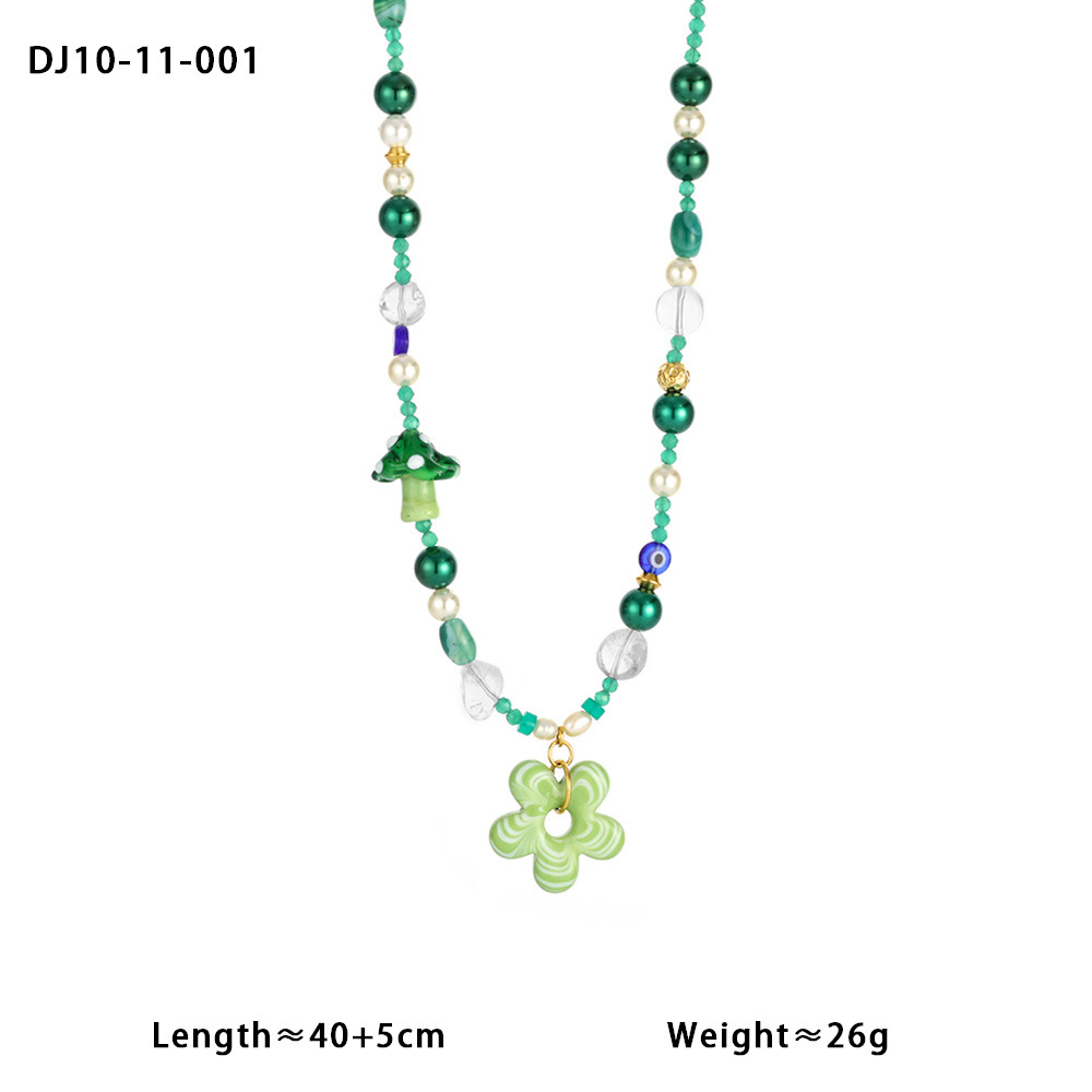 Collar de cuentas de cristal con diseño de flores de vacaciones para mujer de 1 pieza h5Imagen2