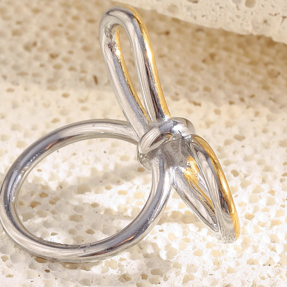 1 Piece Romantic Series Elegant Irregular Shape Stainless Steel   Gold Color  Statement Rings Picture3