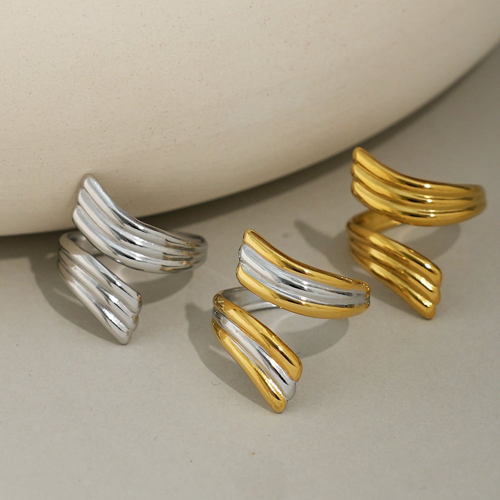 1 Pair Simple Series Daily Strip Stainless Steel   Gold Color  Minimalist Rings Picture6