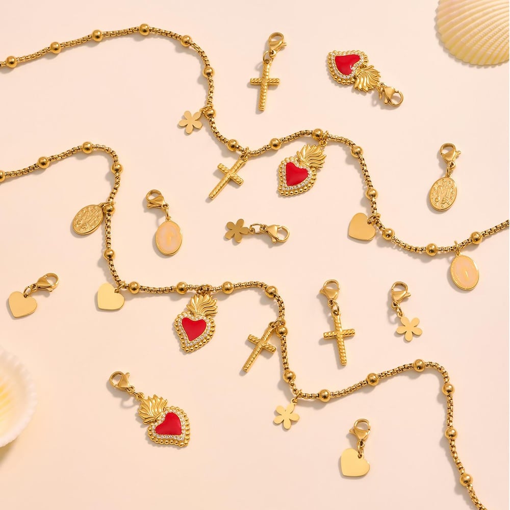 1 pieza elegante collar con colgante de perlas de circonita y flores de acero inoxidable para mujer Imagen5