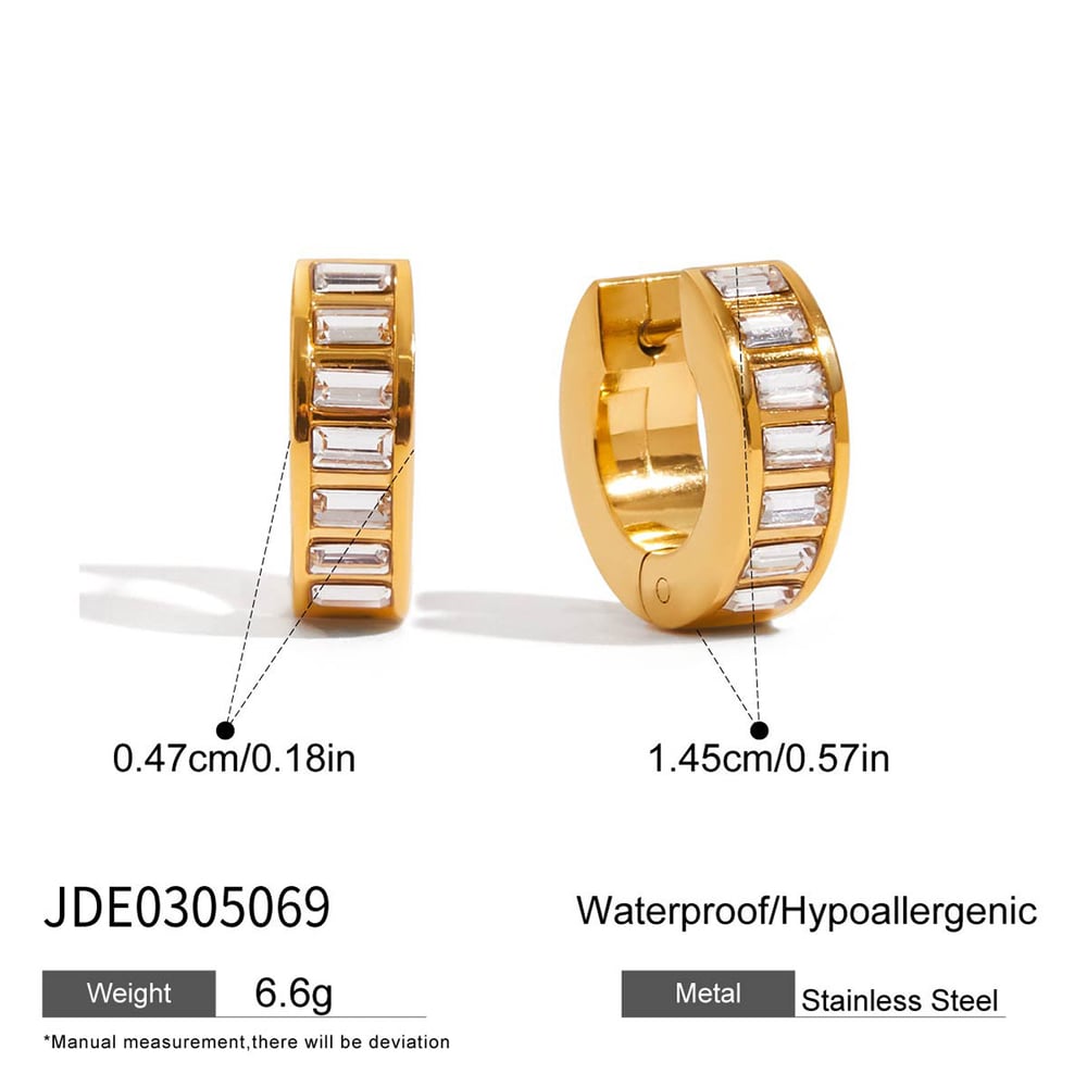 1 Pair Luxurious Solid Color Stainless Steel Gold Color Women's Hoop Earrings h5Picture2