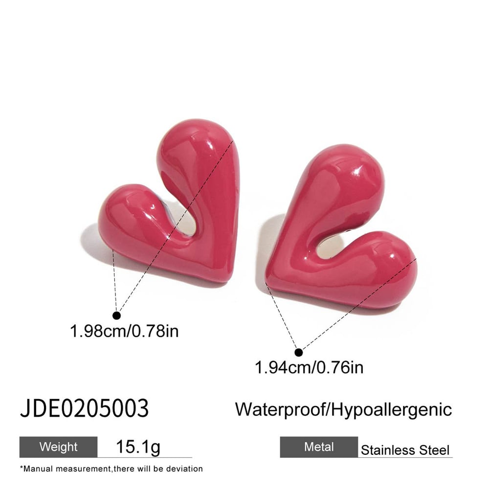 1 Pair Romantic Heart Stainless Steel Gold Color Women's Stud Earrings h5Picture2