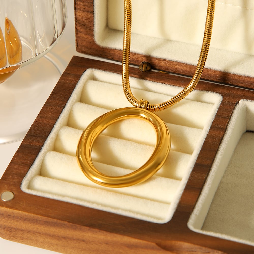 1 collar con colgante de acero inoxidable dorado con forma irregular para mujer Imagen6