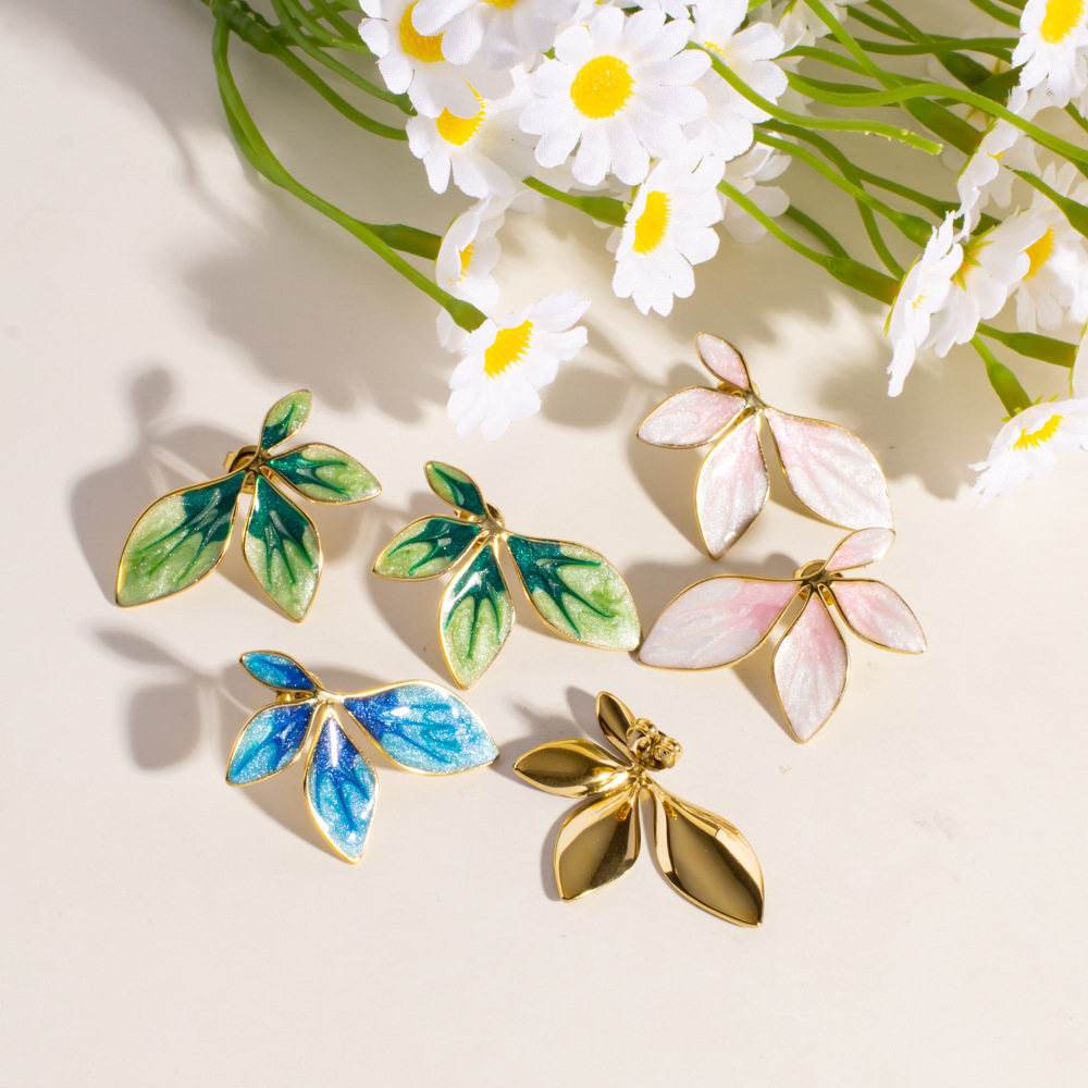 1 Pair Romantic Series Sweet Flower Stainless Steel Women's Stud Earrings h5Picture4