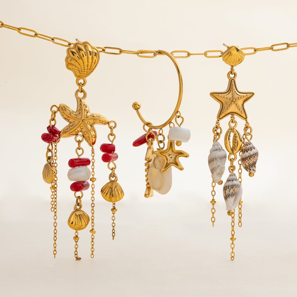 1 Pair Oceanic Natural Shell Stainless Steel Gold Color Women's Drop Earrings Picture8