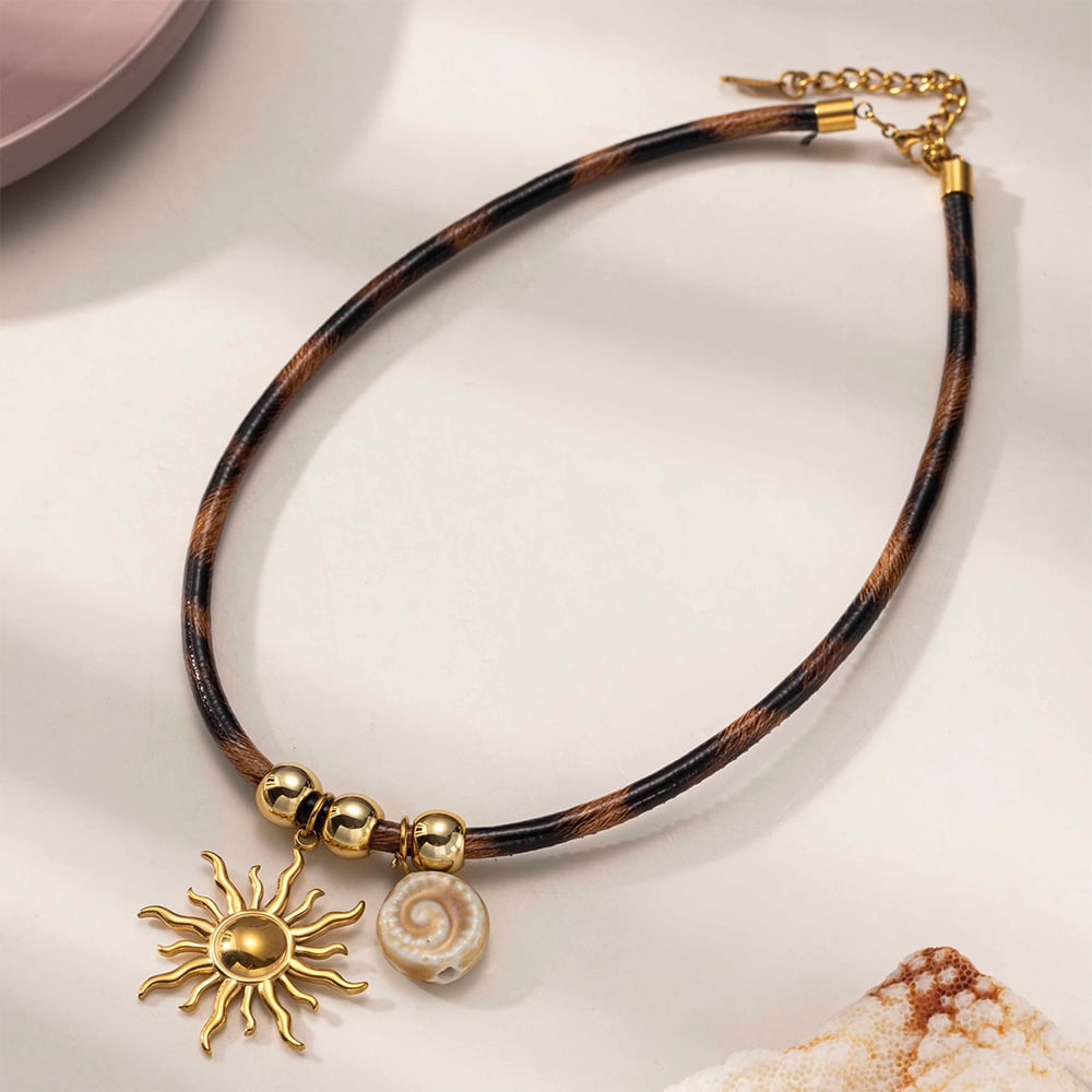 1 Piece Leopard Print Rope Stainless Steel  Pendant Necklace Picture4