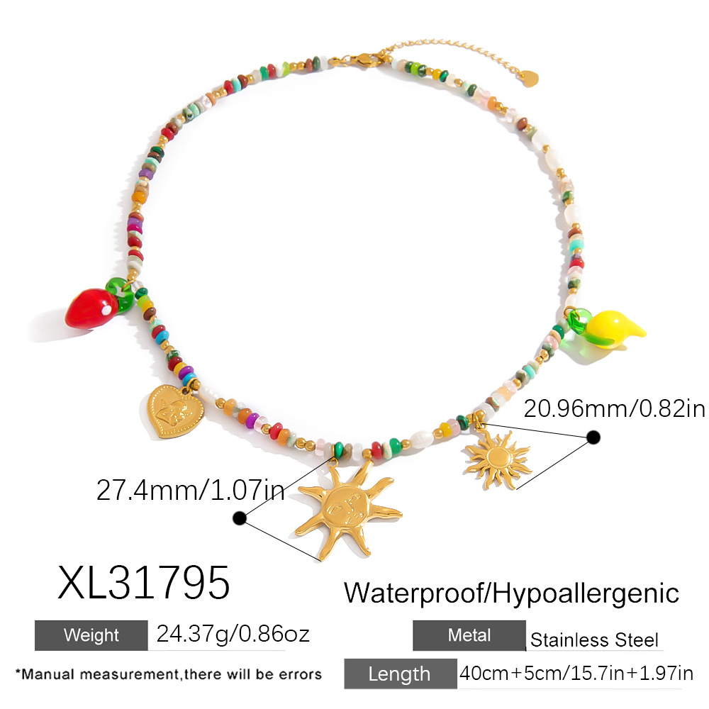 1 Piece Natural Stone Beaded Necklace h5Picture2