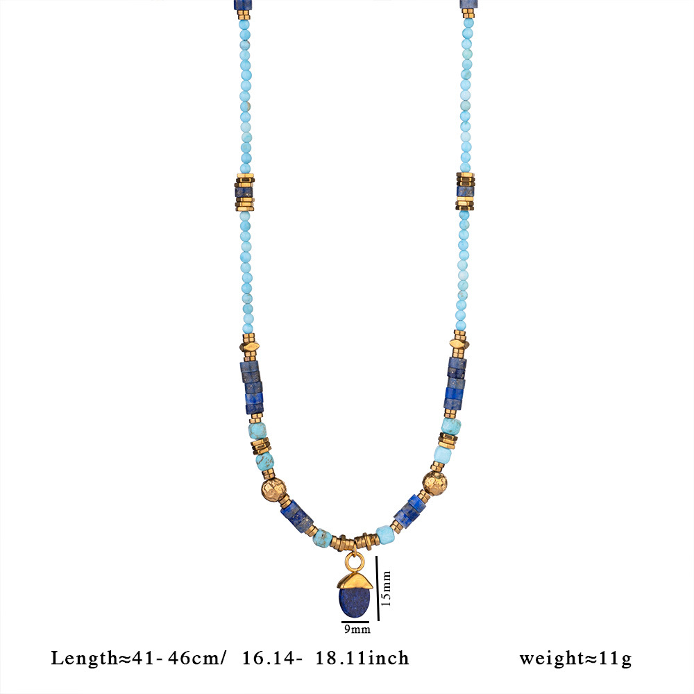 1 Piece Classic Series Elegant Sun Natural Stones Gold Color Women's Beaded Necklaces h5Picture2