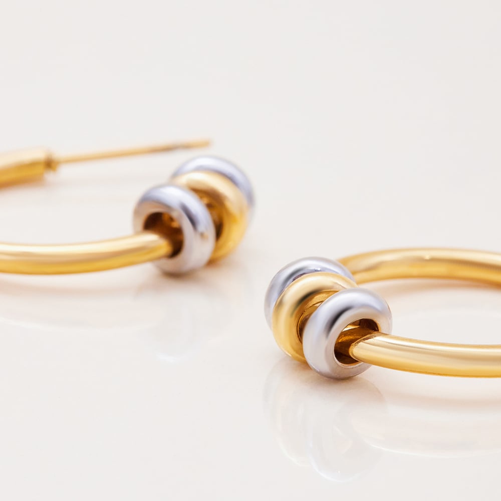 1 Pair Minimalist Circle Stainless Steel Gold Color Women's Hoop Earrings h5Picture4