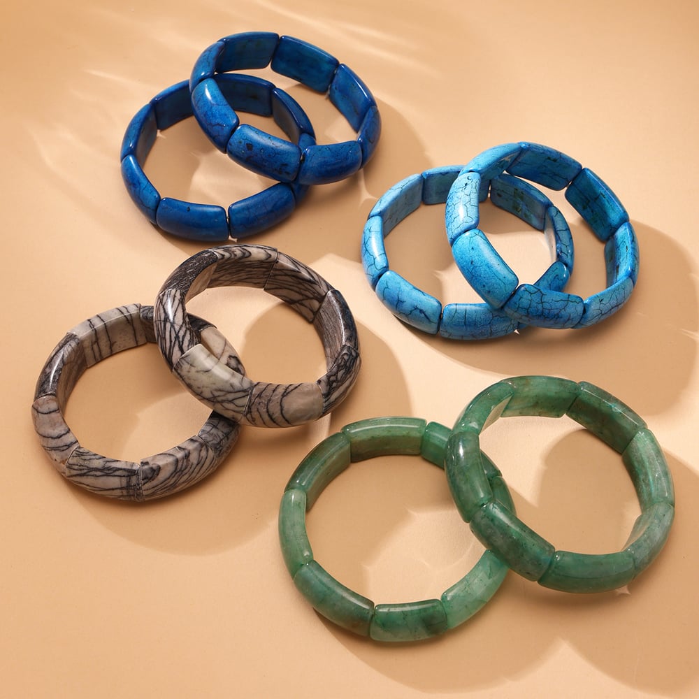 1 Piece Classic Series Simple Circle Natural Stones Women's Bangles h5Picture4