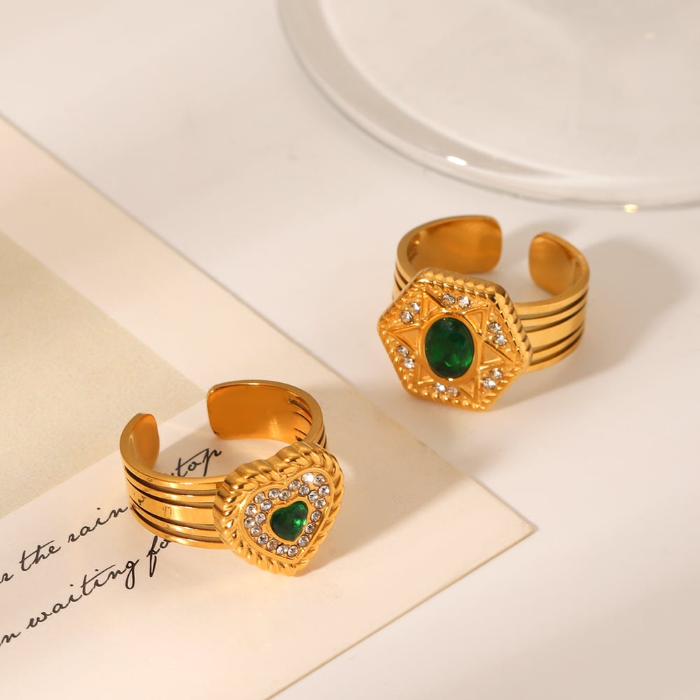 1 Pair Simple Series Daily Heart Stainless Steel  Statement Rings h5Picture9