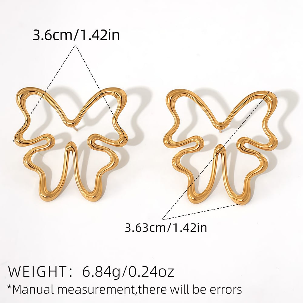 1 Paar natürliche Schmetterlings-Ohrstecker aus Edelstahl in Goldfarbe für Damen h5Bild2