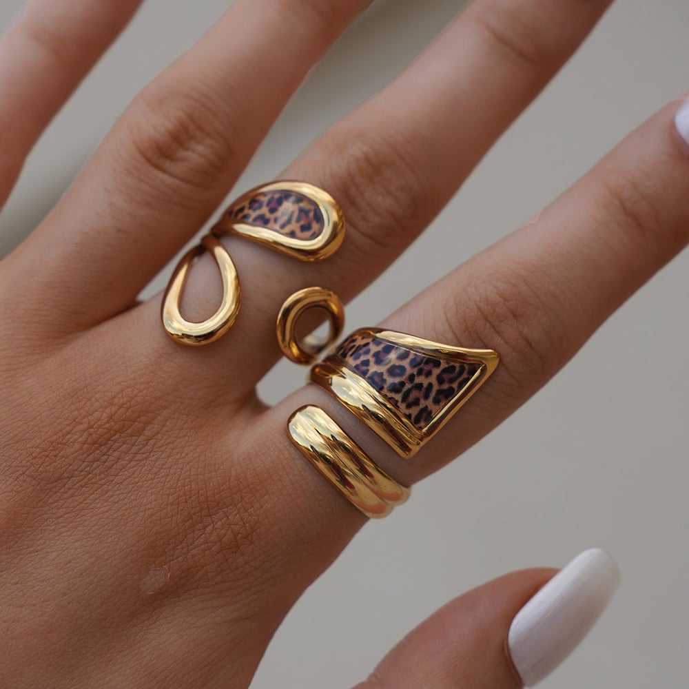 1 Piece Simple  Casual Leopard Print Stainless Steel Statement Rings Picture10