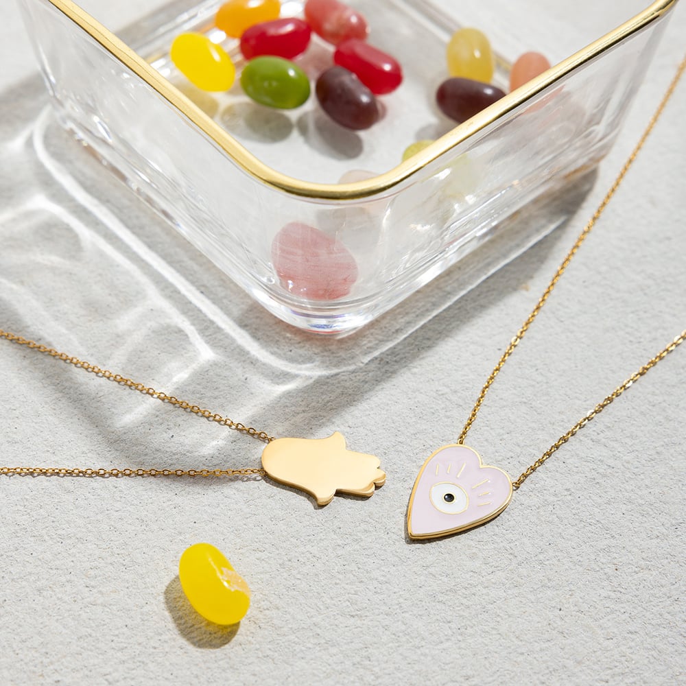 1 Piece Cute Devil's Eye Stainless Steel Gold Color Women's Pendant Necklaces h5Picture5