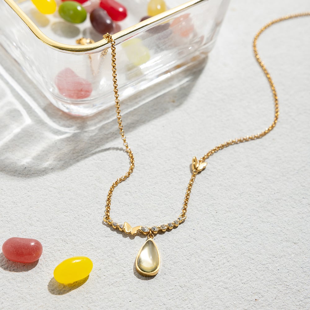 1 Piece Elegant Glass Droplet Stainless Steel Women's Pendant Necklaces Picture6