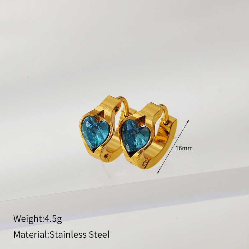 1 Pair Romantic  Daily Heart Stainless Steel  Women's Hoop Earrings
