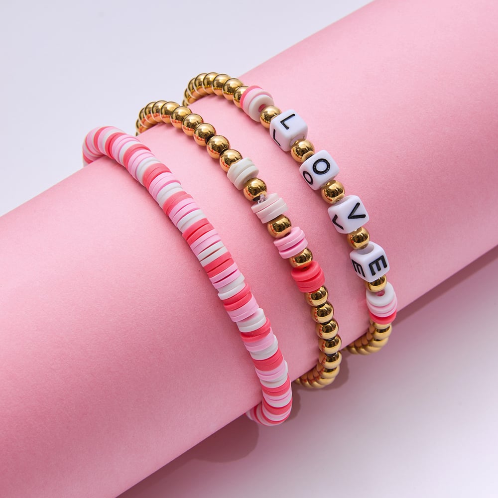 1 Piece Sweet Beads Polymer Clay Stainless Steel Women's Beaded Bracelets Picture7