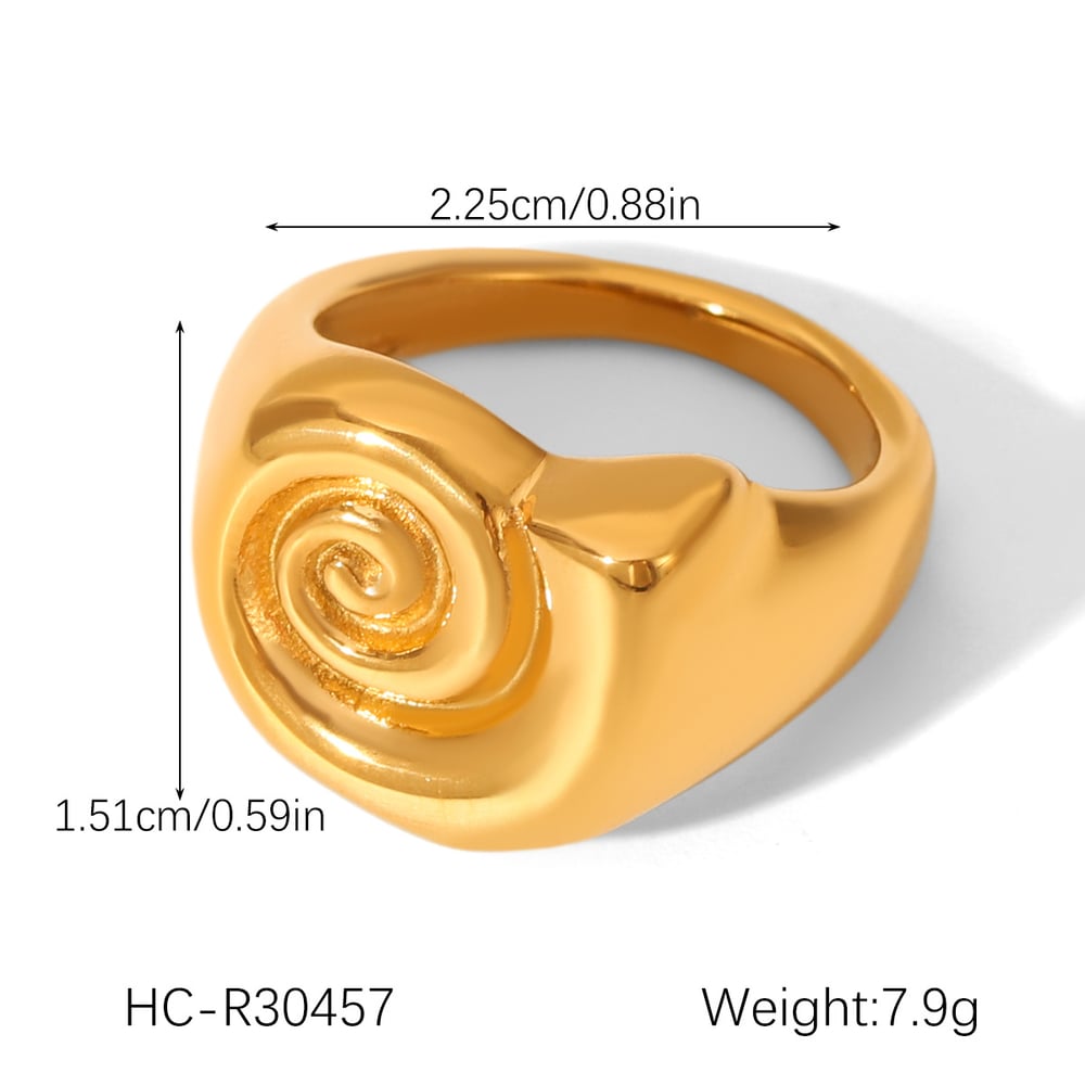 1 Piece Daily Lines Stainless Steel  Gold Color  Statement Rings Picture2