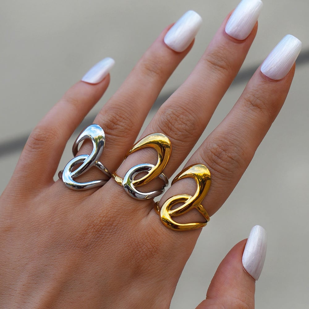 1 Piece Simple Series Casual Lines Stainless Steel   Gold Color  Minimalist Rings Picture9