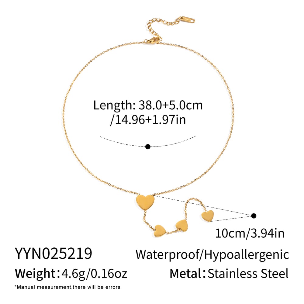 1 Piece Simple Heart  Stainless Steel  Gold Color  Women's Chain Necklaces