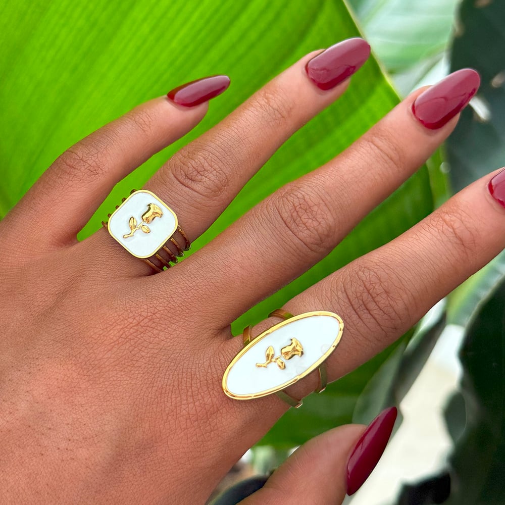 1 Piece Simple Series Retro Flower Stainless Steel   Gold Color  Minimalist Rings Picture6