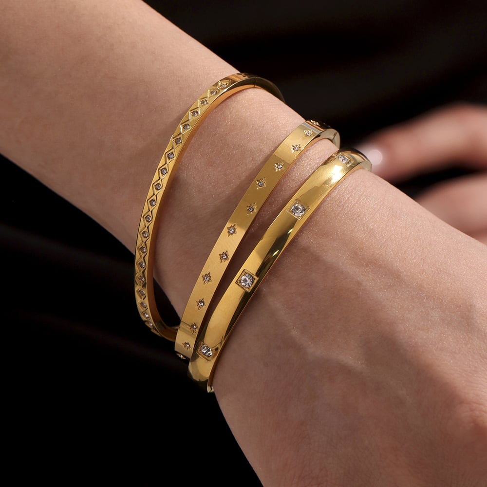 1 Piece Classic Irregular Shape Stainless Steel Gold Color Women's Bangles h5Picture4