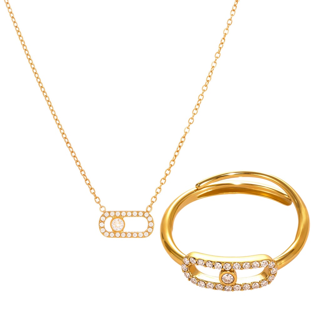 1 Piece Elegant Irregular Shape Stainless Steel Gold Color Women's Necklaces Sets h5Picture8