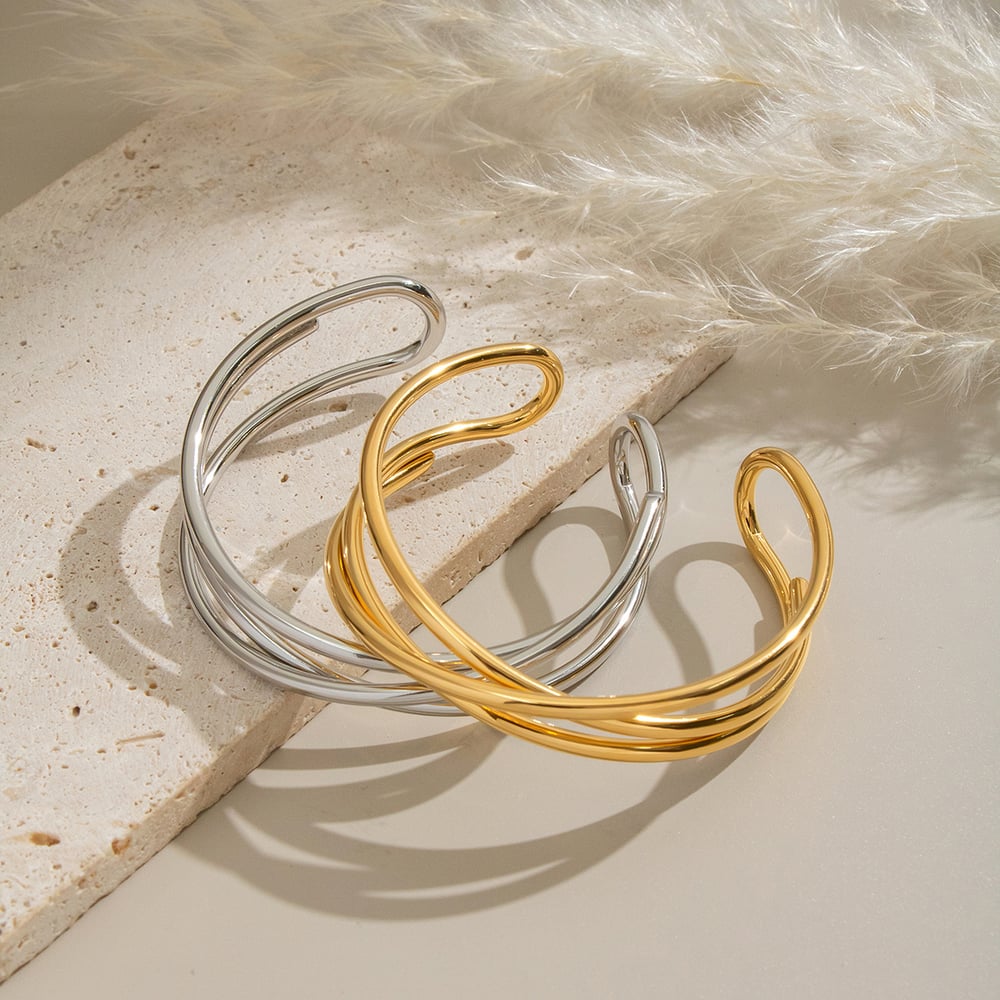 1 Piece Stainless Steel Gold Color Cuff Bracelet h5Picture2