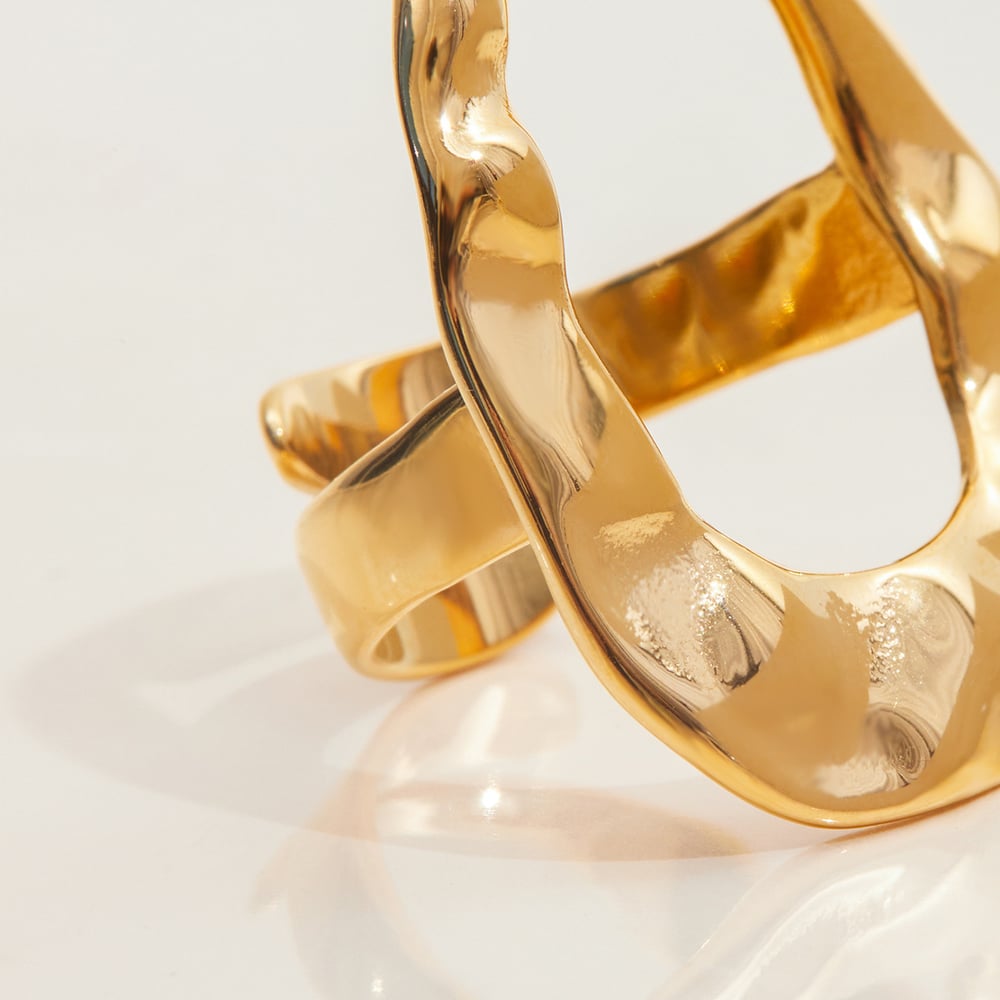 1 Piece Irregular Oval Stainless Steel Gold Color Statement Rings Picture8