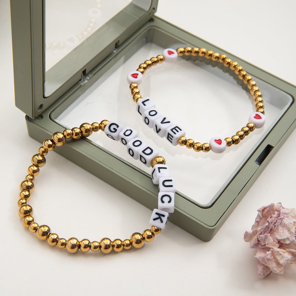 1 Piece Classic Letter Stainless Steel Women's Beaded Bracelets h5Picture7