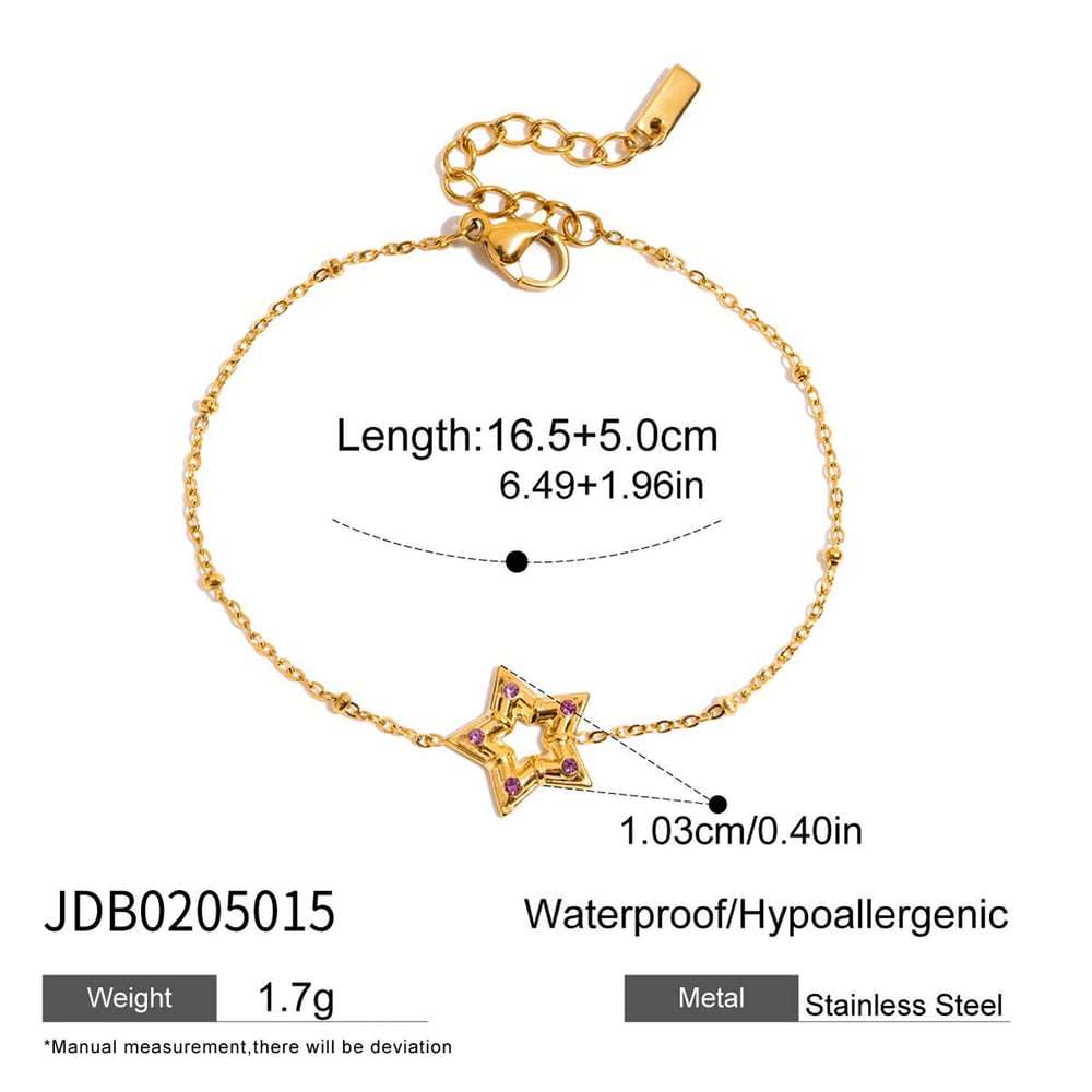 1 Piece Charming Star Stainless Steel Gold Color Women's Charm Bracelets
