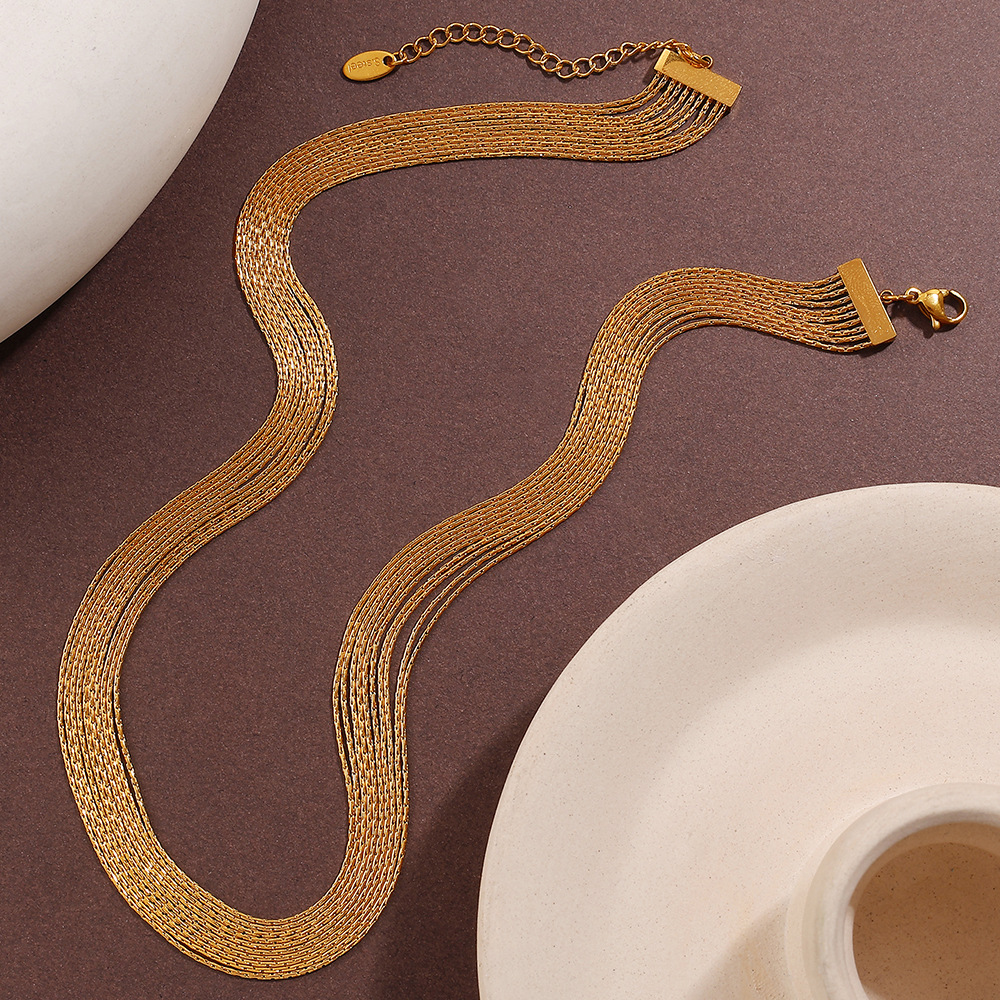 Chain Stainless Steel Gold Color Necklace Set h5Picture3