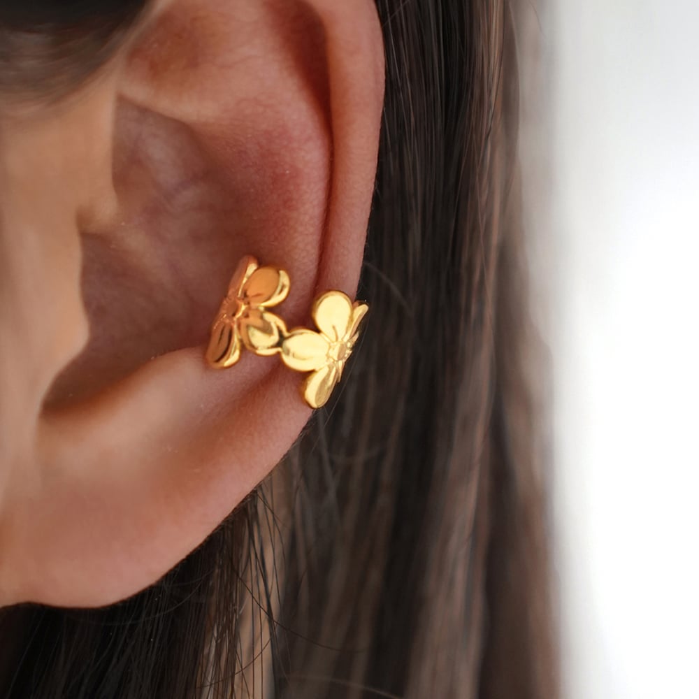 1 Piece  Simple Flower Stainless Steel  Gold Color  Women's Ear Cuffs Picture4