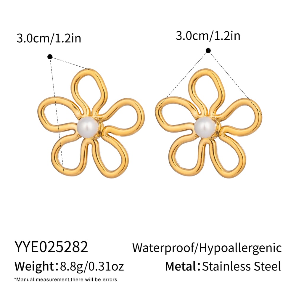 1 Pair Romantic Sweet Flower Stainless Steel  Gold Color  Women's Jewelry Sets