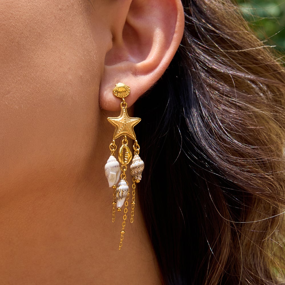 1 Pair Oceanic Natural Shell Stainless Steel Gold Color Women's Drop Earrings Picture5