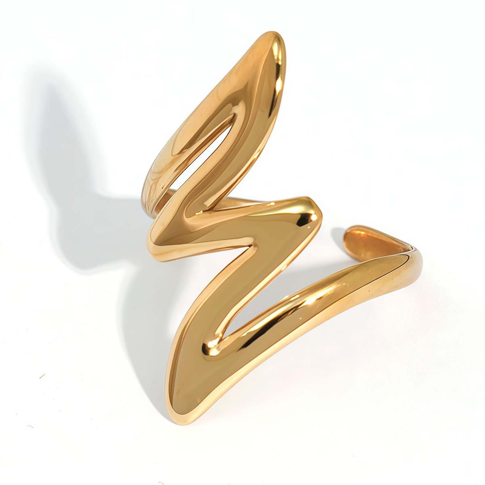1 Piece Simple Series Daily Lines Stainless Steel   Gold Color  Minimalist Rings 