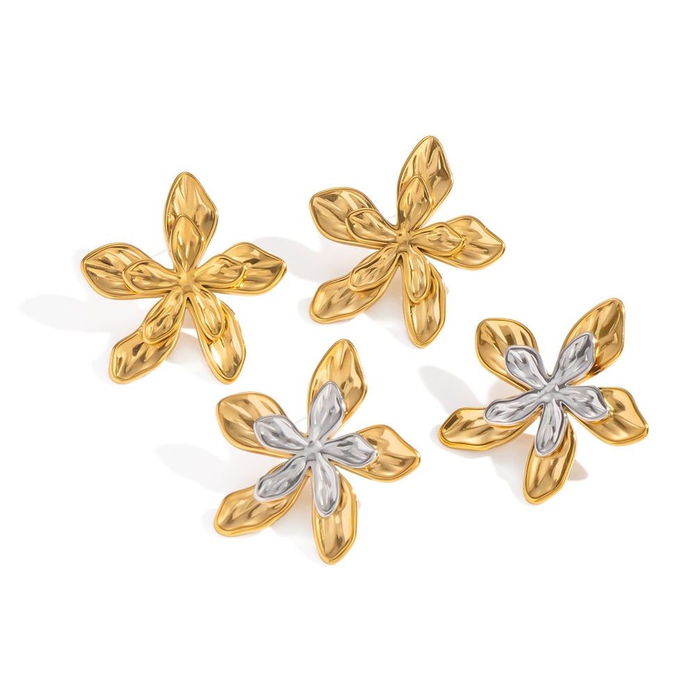 1 Pair Romantic Series Elegant Flower Stainless Steel  Gold Color  Women's Stud Earrings Picture4