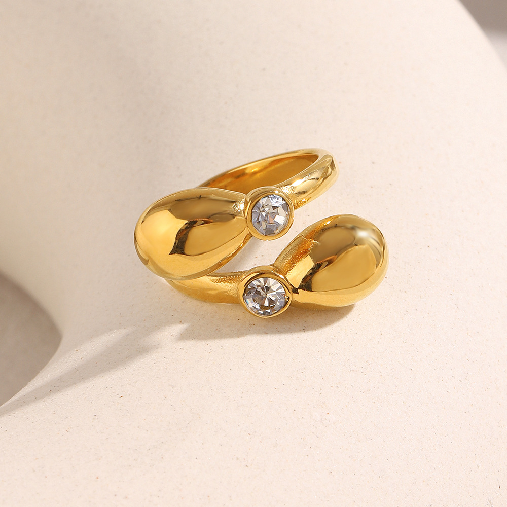 1 Piece Simple Series Casual Droplet Stainless Steel Gold Color Minimalist Rings Picture4