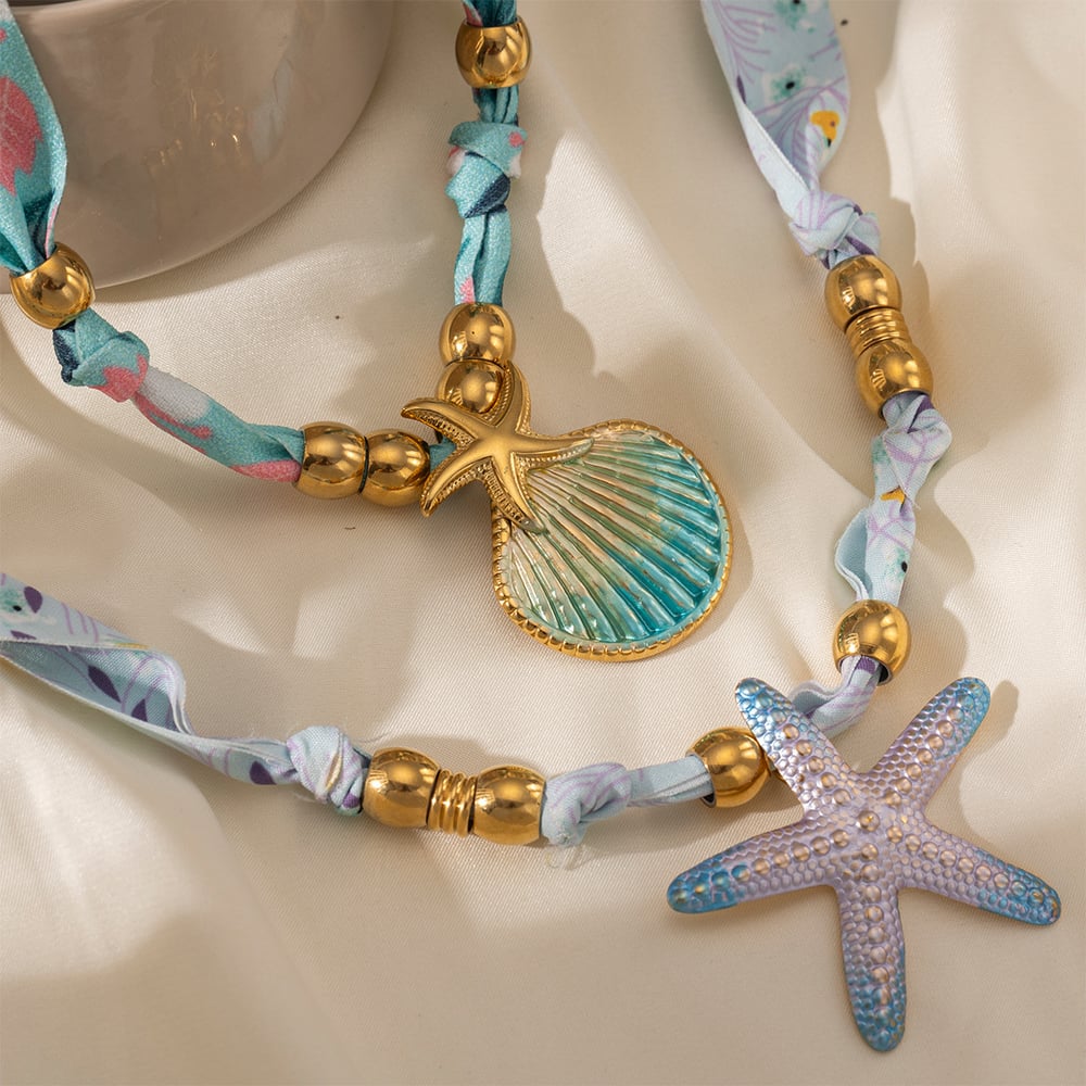 Collier avec pendentif en forme d&#39;étoile de mer en acier inoxydable doré, 1 pièce Image4