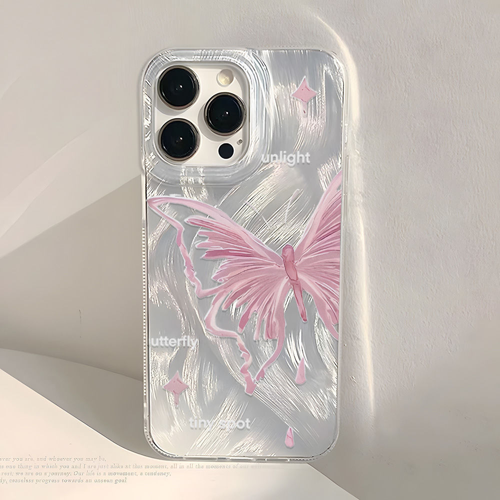 1 Pair TPU Glitter Butterfly Pattern Phone Case 