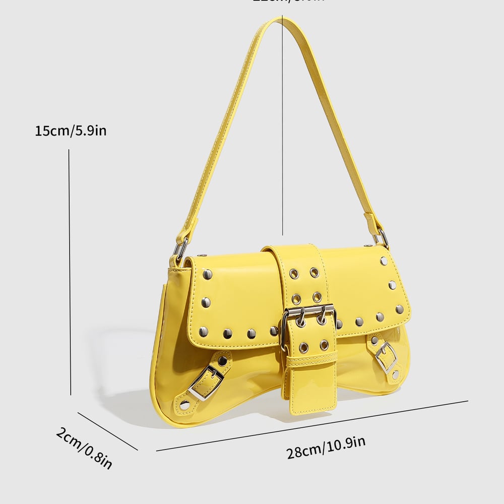 1 Piece Bright-colored Rivet Leather Buckle Women's Shoulder Bags 