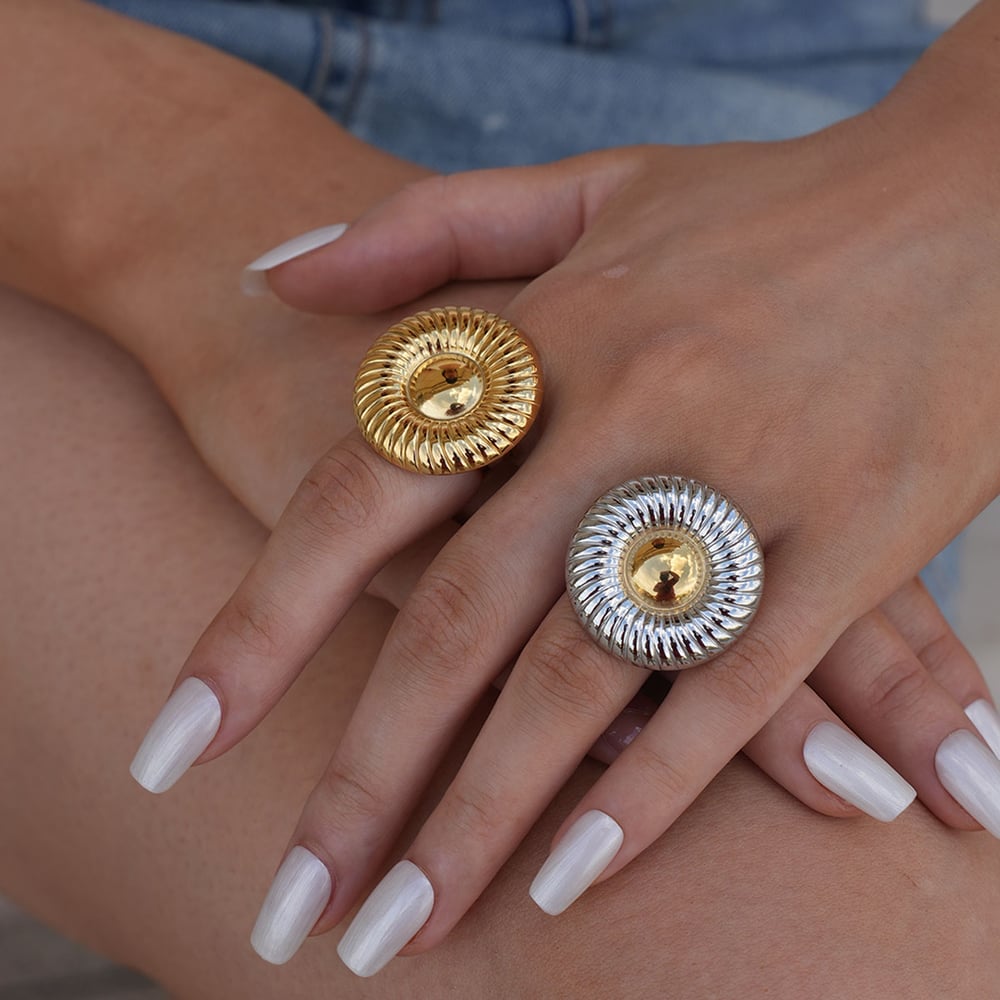 1 Piece Simple Series Casual Circle Stainless Steel  Gold Color Minimalist Rings Picture3
