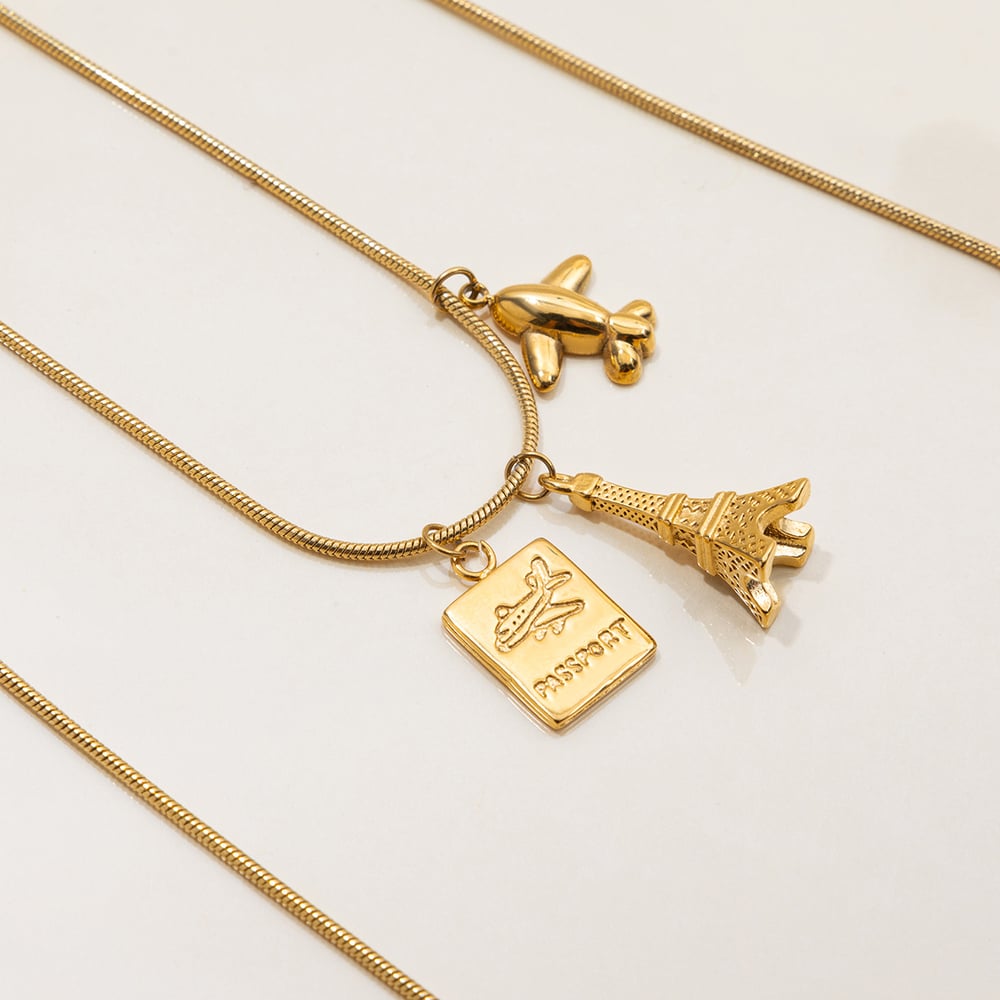 1 Piece Classic Series Eiffel Tower Stainless Steel Gold Color Women's Pendant Necklaces h5Picture8