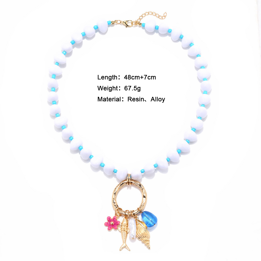 1 Piece Alloy Fish Beaded Necklace