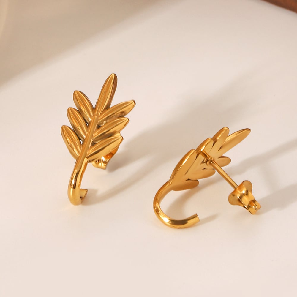 1 Pair Simple Plant Stainless Steel Women's Stud Earrings h5Picture4