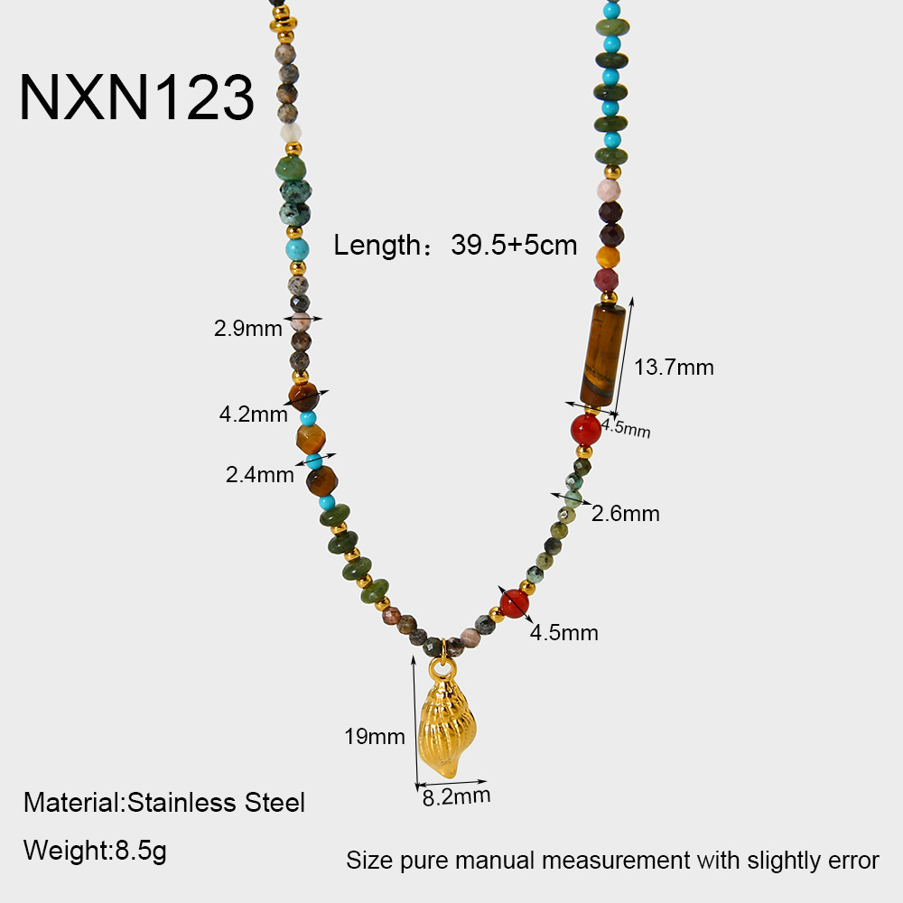 1 Piece Natural Stones Gold Color Beaded Necklace