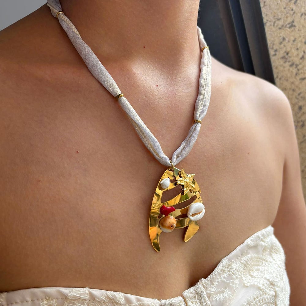 1 Piece Cross Fish Stainless Steel Gold Color Pendant Necklace h5Picture3