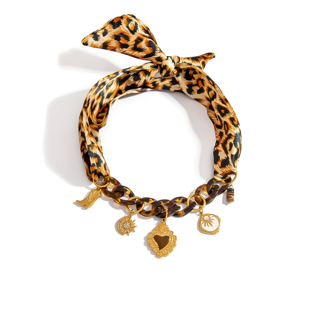 1 Piece Leopard Fabric Pendant Necklace