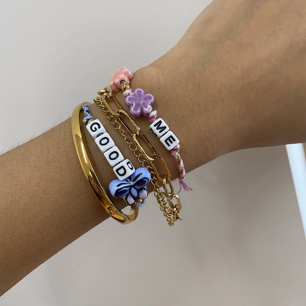 1 Piece Sweet Letter Colorful Stainless Steel Women's Beaded Bracelets h5Picture3