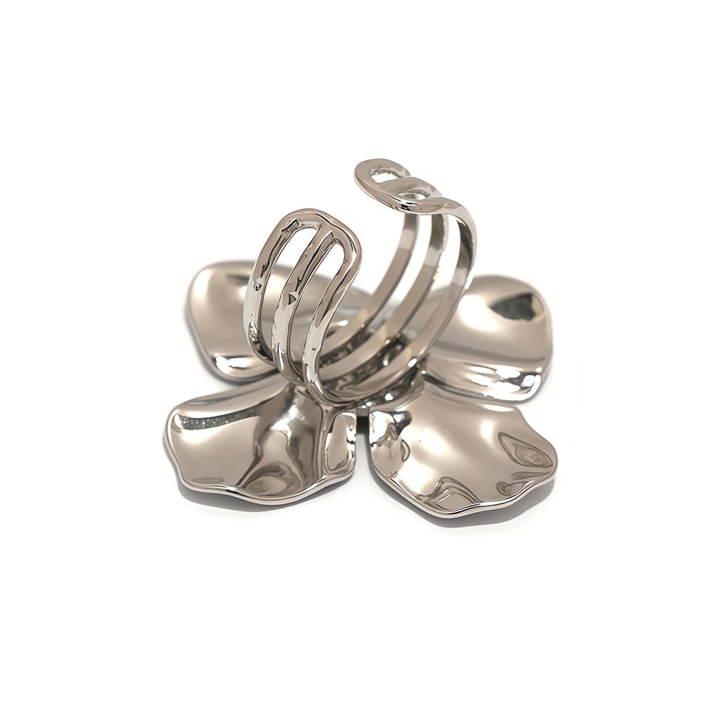 Light Luxury Simple Flower Stainless Steel  Statement Rings Picture5